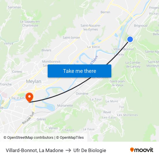Villard-Bonnot, La Madone to Ufr De Biologie map