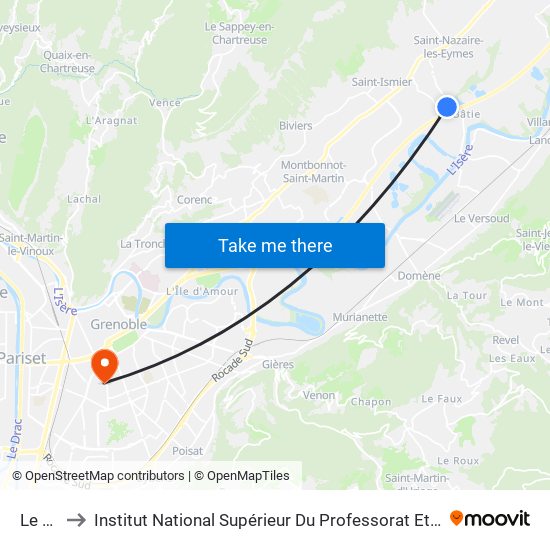 Le Moulin to Institut National Supérieur Du Professorat Et De L'Éducation De L'Académie De Grenoble map