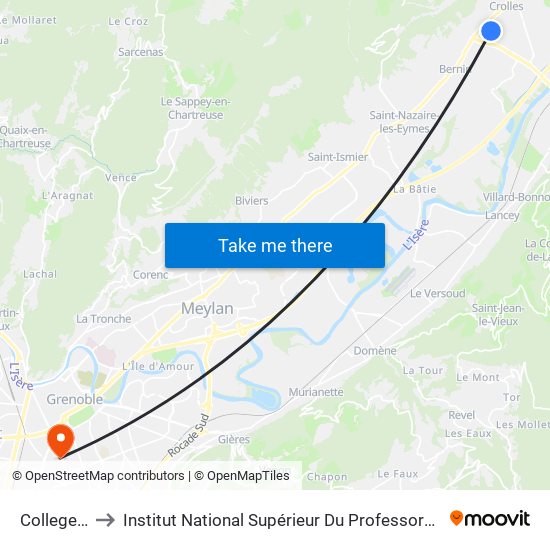 College S.Beauvoir to Institut National Supérieur Du Professorat Et De L'Éducation De L'Académie De Grenoble map