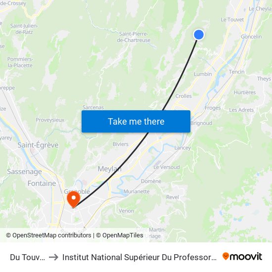 Du Touvet - La Batie to Institut National Supérieur Du Professorat Et De L'Éducation De L'Académie De Grenoble map