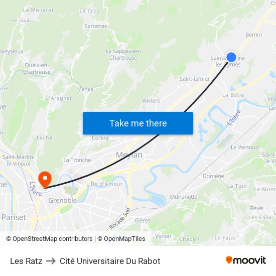 Les Ratz to Cité Universitaire Du Rabot map