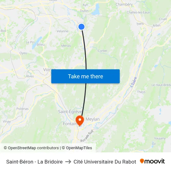 Saint-Béron - La Bridoire to Cité Universitaire Du Rabot map