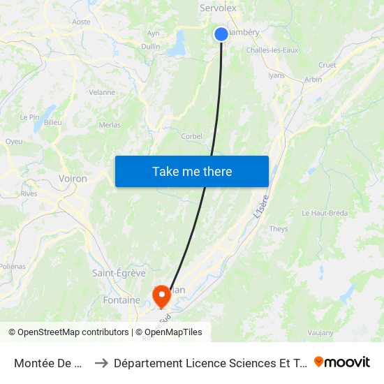 Montée De Chalou to Département Licence Sciences Et Technologies map