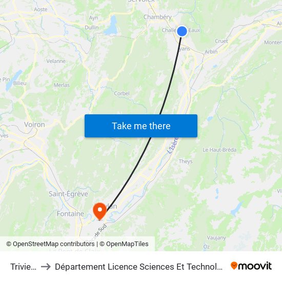 Triviers to Département Licence Sciences Et Technologies map