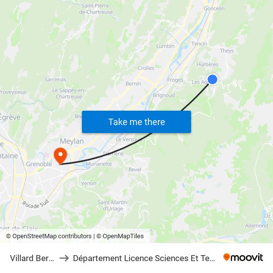 Villard Bernard to Département Licence Sciences Et Technologies map