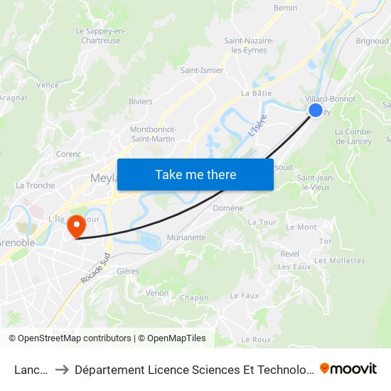 Lancey to Département Licence Sciences Et Technologies map