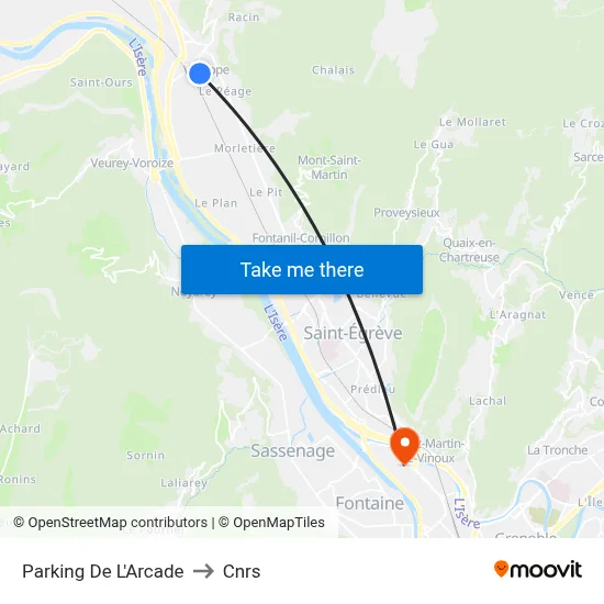Parking De L'Arcade to Cnrs map