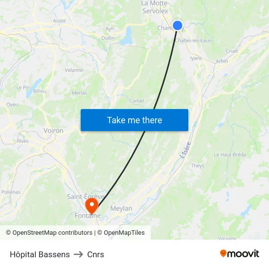 Hôpital Bassens to Cnrs map
