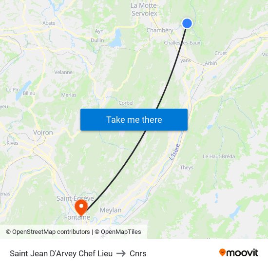 Saint Jean D'Arvey Chef Lieu to Cnrs map