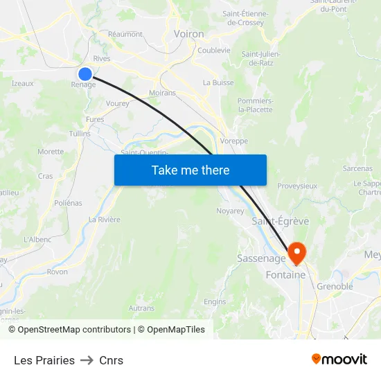 Les Prairies to Cnrs map