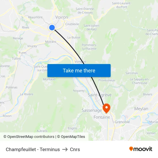 Champfeuillet - Terminus to Cnrs map