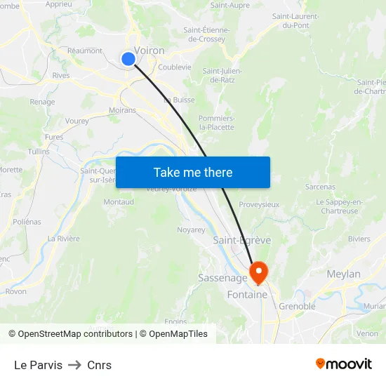 Le Parvis to Cnrs map