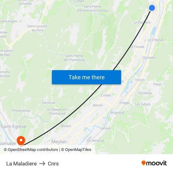 La Maladiere to Cnrs map