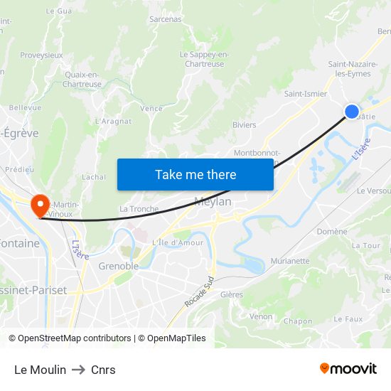 Le Moulin to Cnrs map