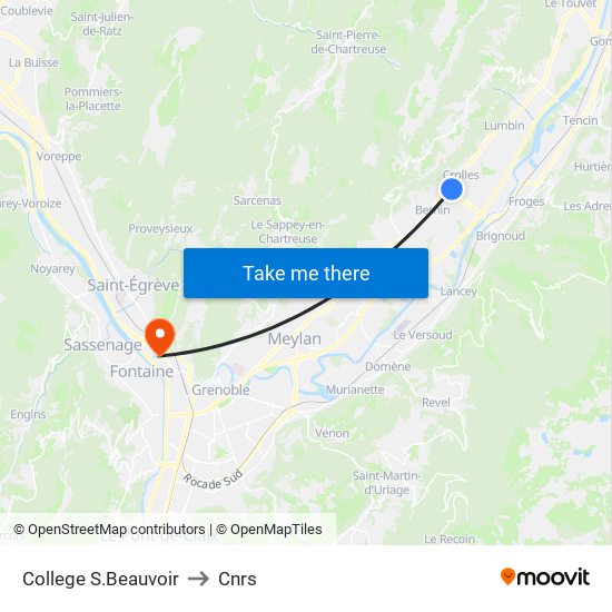 College S.Beauvoir to Cnrs map