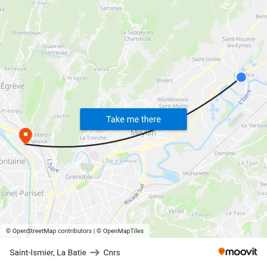 Saint-Ismier, La Batie to Cnrs map