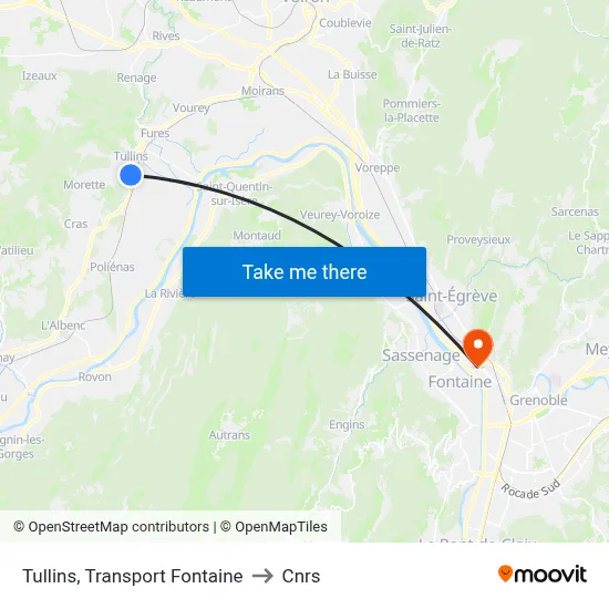 Tullins, Transport Fontaine to Cnrs map