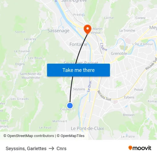 Seyssins, Garlettes to Cnrs map