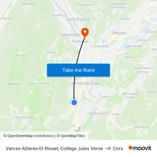 Varces-Allières-Et-Risset, Collège Jules Verne to Cnrs map