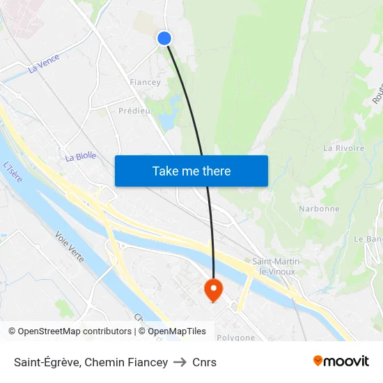 Saint-Égrève, Chemin Fiancey to Cnrs map