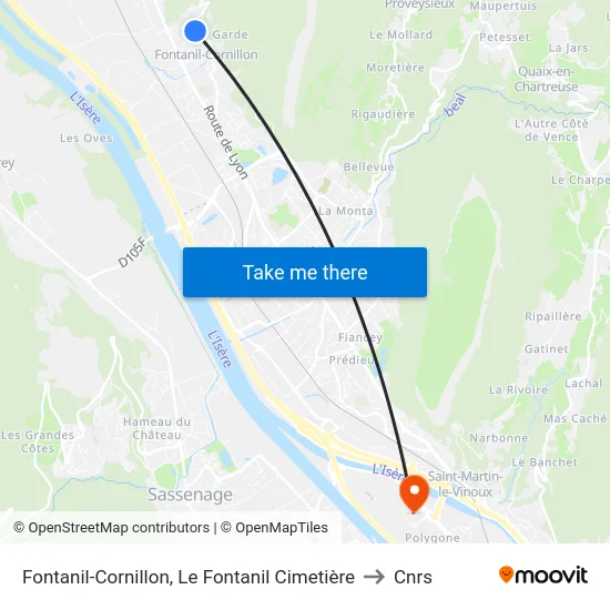 Fontanil-Cornillon, Le Fontanil Cimetière to Cnrs map