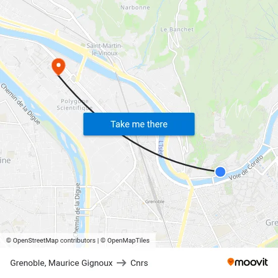Grenoble, Maurice Gignoux to Cnrs map
