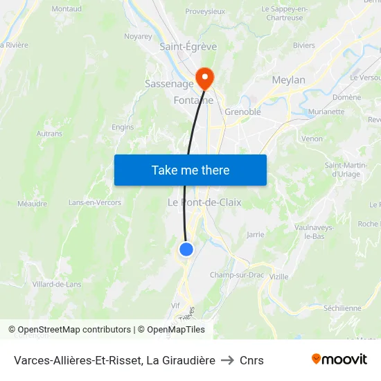 Varces-Allières-Et-Risset, La Giraudière to Cnrs map