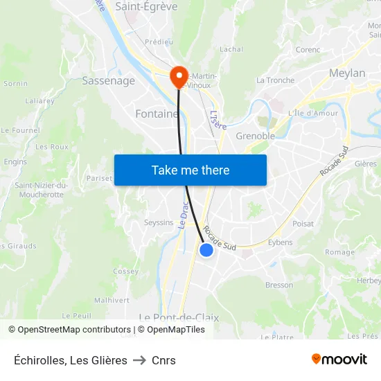 Échirolles, Les Glières to Cnrs map
