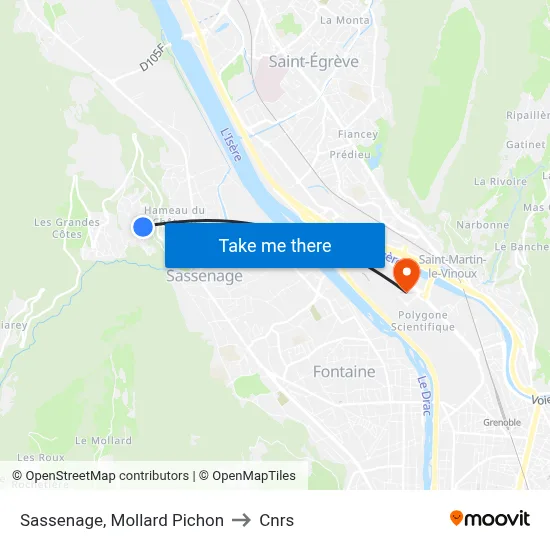 Sassenage, Mollard Pichon to Cnrs map
