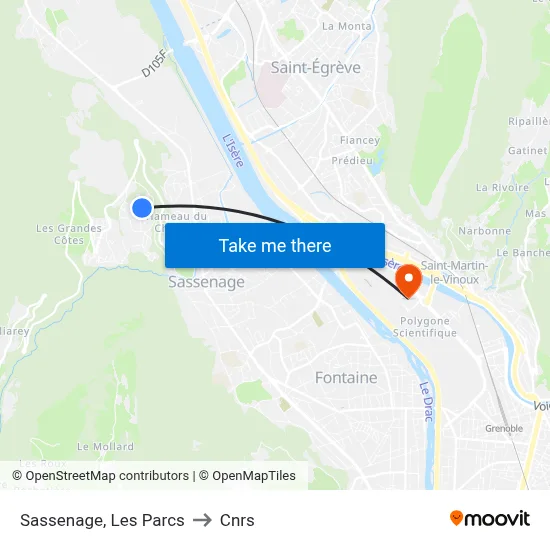 Sassenage, Les Parcs to Cnrs map