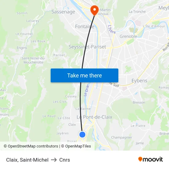 Claix, Saint-Michel to Cnrs map