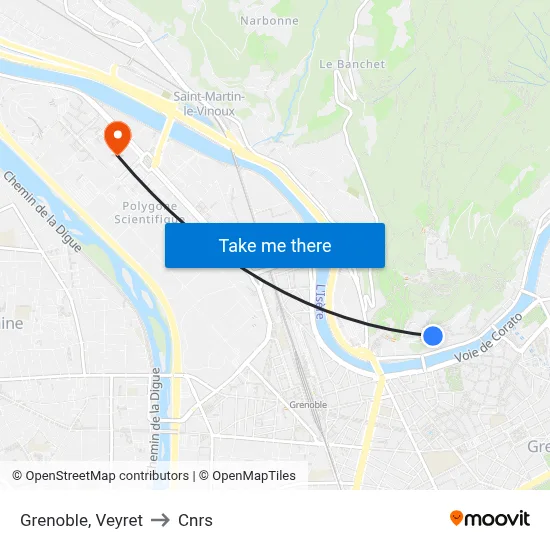 Grenoble, Veyret to Cnrs map