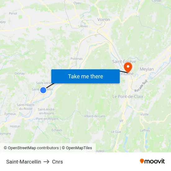 Saint-Marcellin to Cnrs map