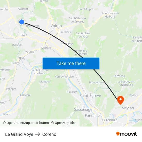 Le Grand Voye to Corenc map