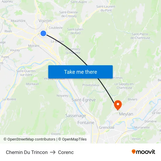 Chemin Du Trincon to Corenc map