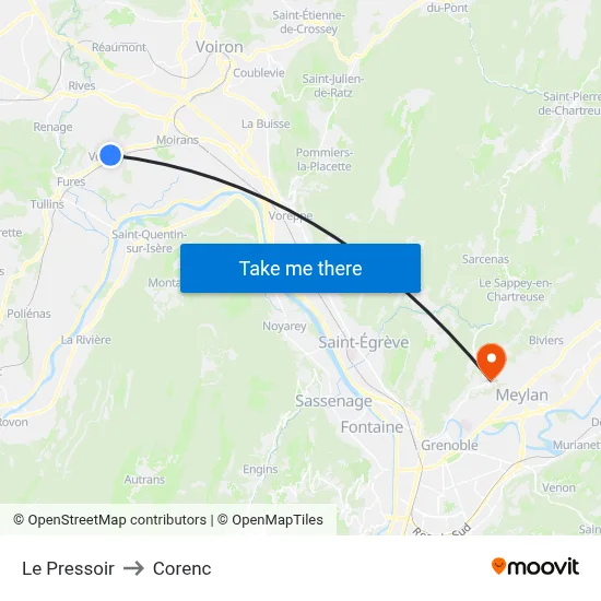 Le Pressoir to Corenc map