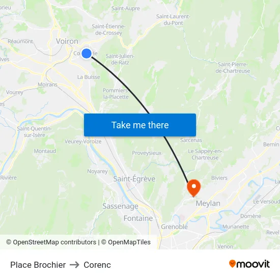Place Brochier to Corenc map