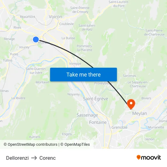 Dellorenzi to Corenc map