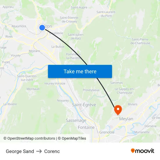 George Sand to Corenc map