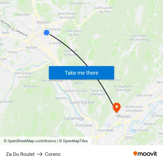 Za Du Roulet to Corenc map
