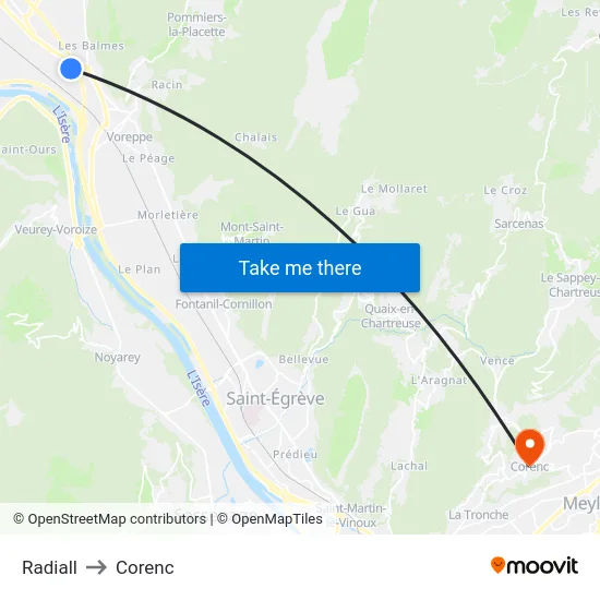 Radiall to Corenc map