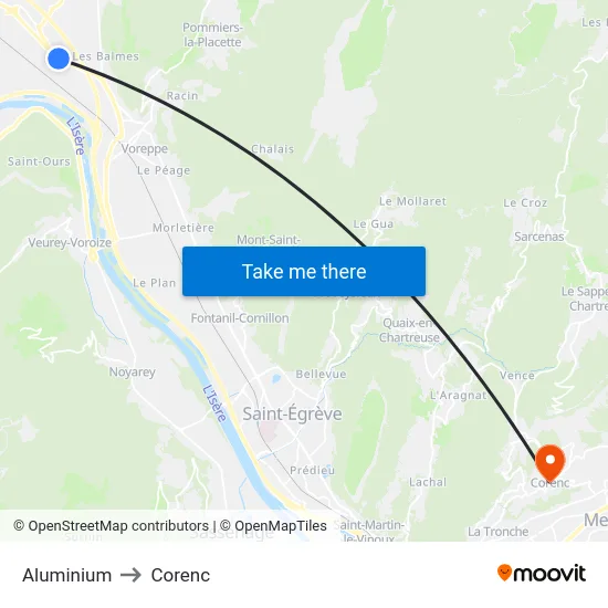 Aluminium to Corenc map
