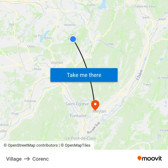 Village to Corenc map