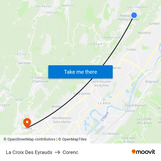 La Croix Des Eyrauds to Corenc map