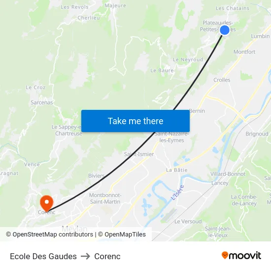 Ecole Des Gaudes to Corenc map