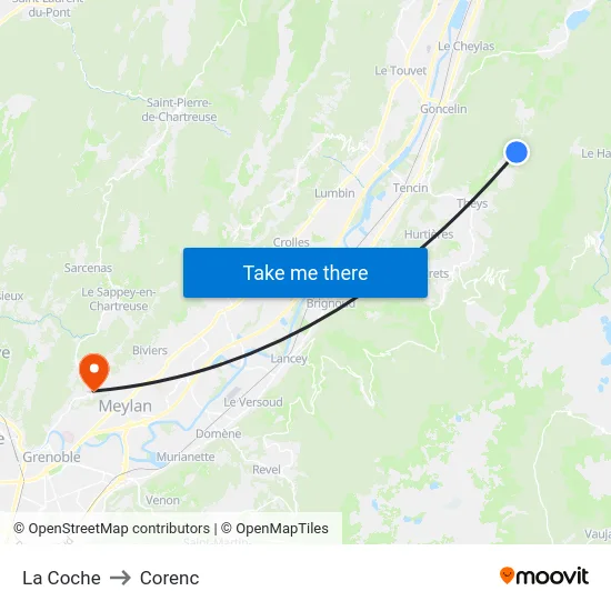 La Coche to Corenc map