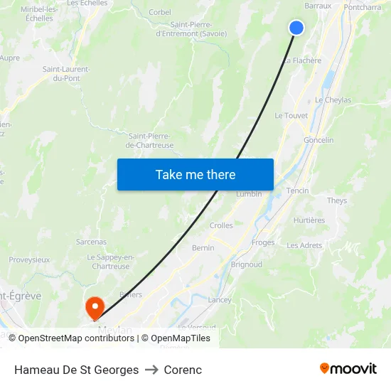 Hameau De St Georges to Corenc map