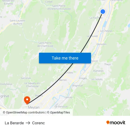 La Berarde to Corenc map