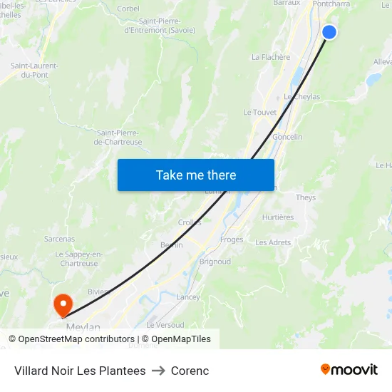Villard Noir Les Plantees to Corenc map
