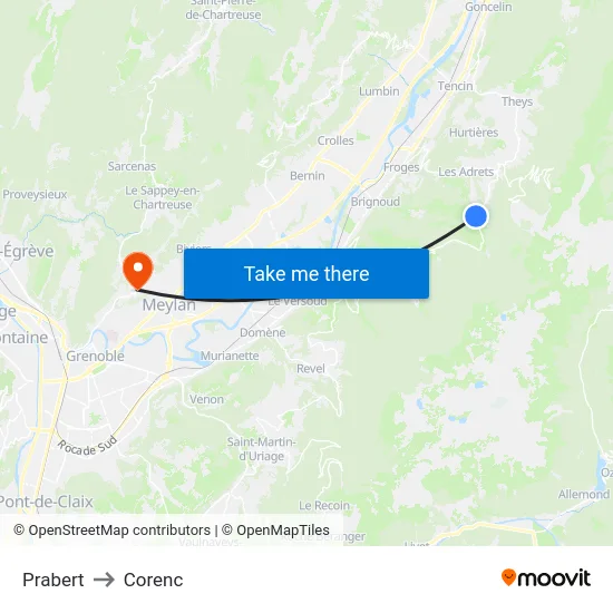 Prabert to Corenc map